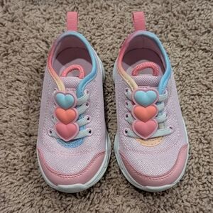 Colorful Kids Sneakers with Heart Accents